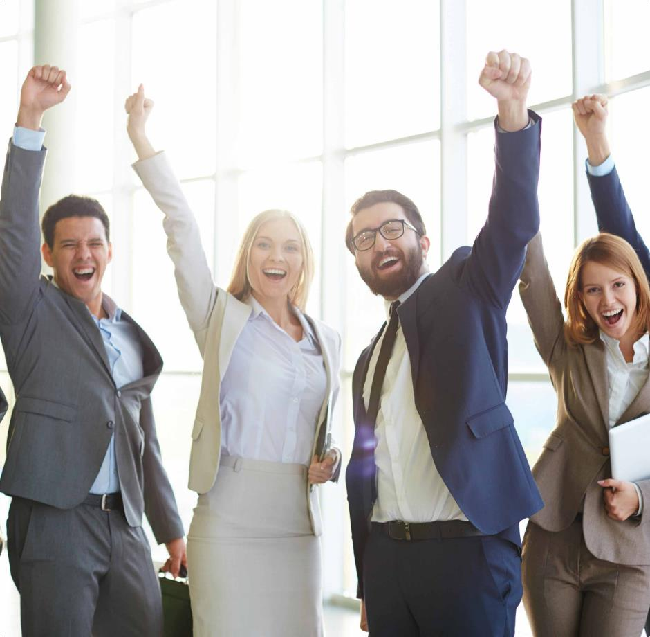 Excited business team